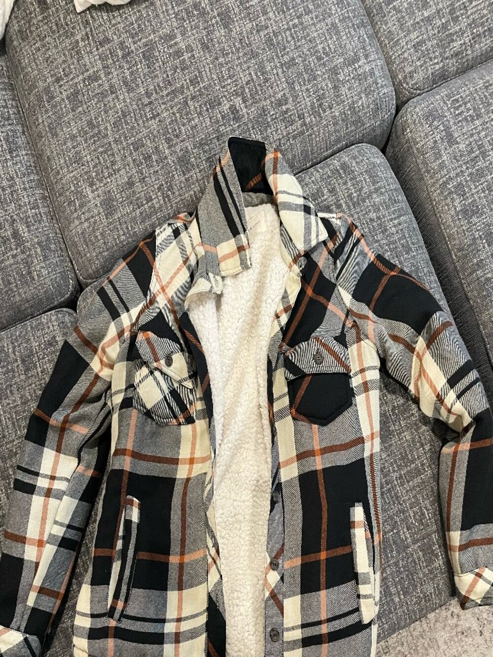 size medium sherpa lined flannel